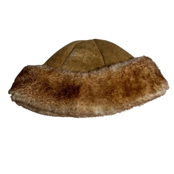 Brown Suede shearling  Winter Hat Cossack vintage - Picture 2 of 6